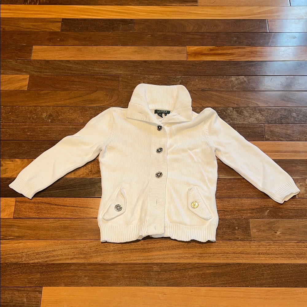 Women’s Size Small Ralph Lauren 3/4 Sleeve White Sweater